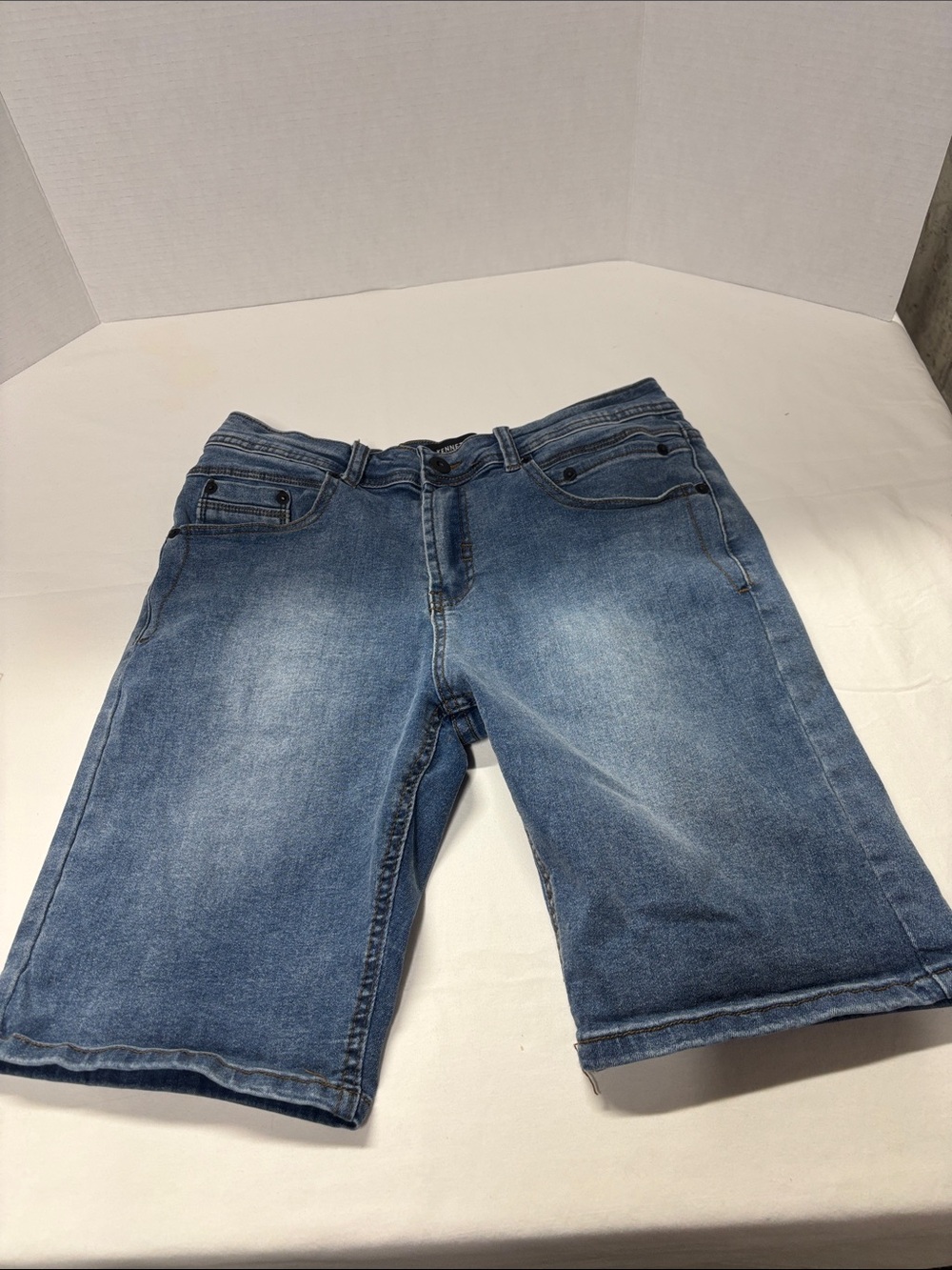 Kenneth Cole Blue Faded Denim Shorts